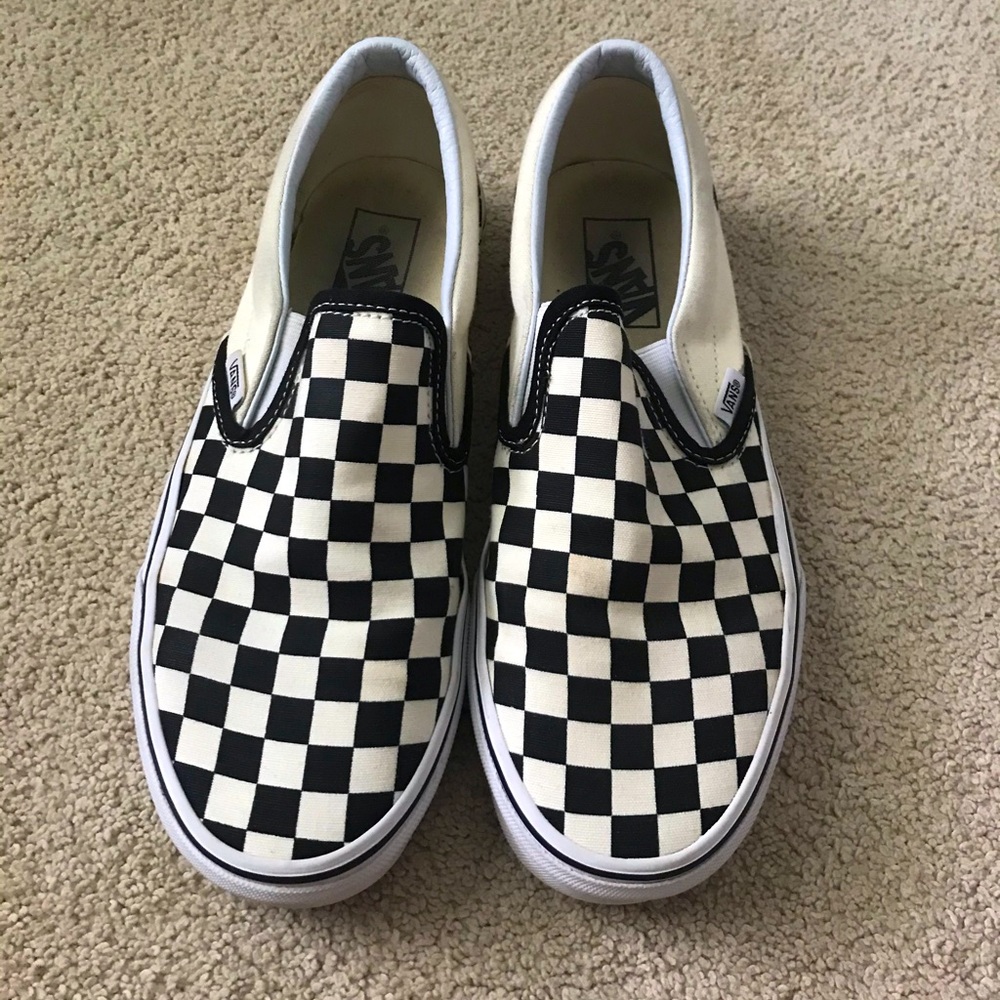 Checkered Vans slip ons!